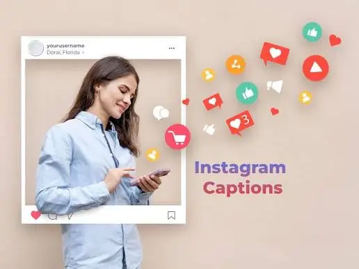 Young woman using smartphone with Instagram captions graphic – Classy Captions For Instagram