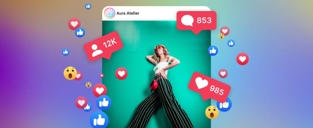 Fashion influencer Instagram post with social media engagement icons – Classy Captions For Instagram